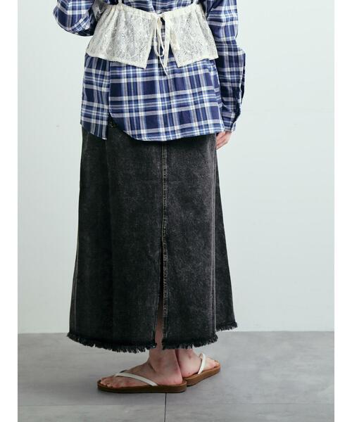 SM2(エスエムツー)の「デニム裾フリンジベイカースカート(スカート・レディース・サックスブルー/ブラック・S/M)」の10枚目の写真