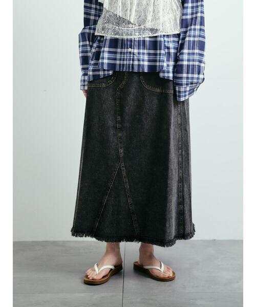 SM2(エスエムツー)の「デニム裾フリンジベイカースカート(スカート・レディース・サックスブルー/ブラック・S/M)」の12枚目の写真