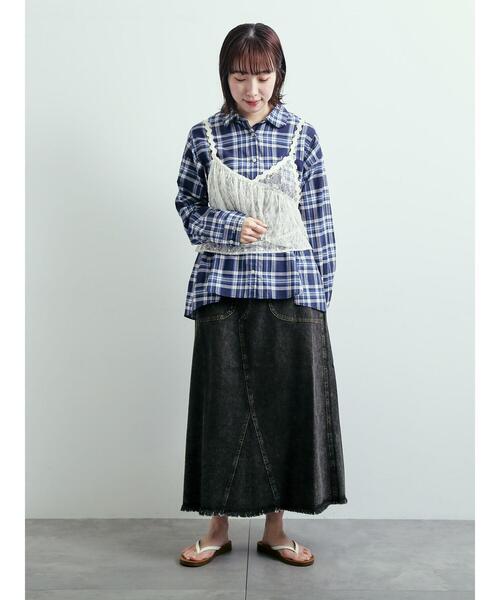 SM2(エスエムツー)の「デニム裾フリンジベイカースカート(スカート・レディース・サックスブルー/ブラック・S/M)」の14枚目の写真