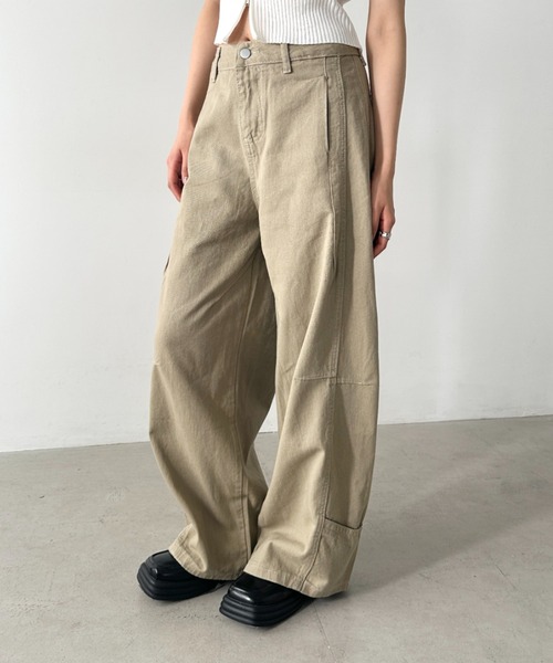 Bamm(バム)の「カーブワイドパンツ(デニムパンツ・レディース・ベージュ・M/L)」の5枚目の写真