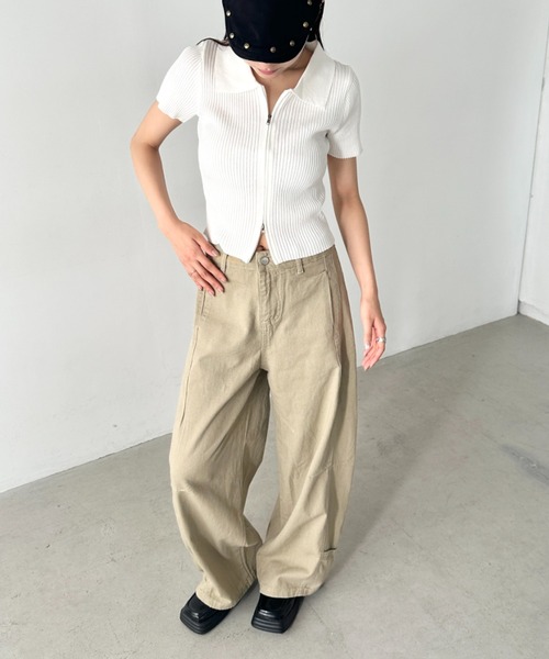 Bamm(バム)の「カーブワイドパンツ(デニムパンツ・レディース・ベージュ・M/L)」の8枚目の写真