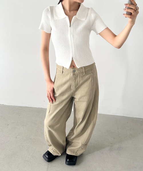 Bamm(バム)の「カーブワイドパンツ(デニムパンツ・レディース・ベージュ・M/L)」の11枚目の写真