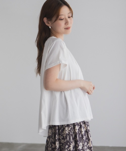 Howdy Marie（ハウディ―マリー）の「Howdy Marie ギャザーＴシャツ インド綿【接触冷感】（Tシャツ/カットソー・レディース・ブルー/ブラック/ホワイト・M/L）」の7枚目の写真