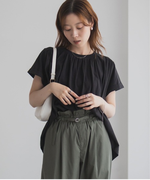 Howdy Marie（ハウディ―マリー）の「Howdy Marie ギャザーＴシャツ インド綿【接触冷感】（Tシャツ/カットソー・レディース・ブルー/ブラック/ホワイト・M/L）」の14枚目の写真