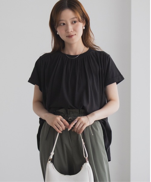 Howdy Marie（ハウディ―マリー）の「Howdy Marie ギャザーＴシャツ インド綿【接触冷感】（Tシャツ/カットソー・レディース・ブルー/ブラック/ホワイト・M/L）」の12枚目の写真