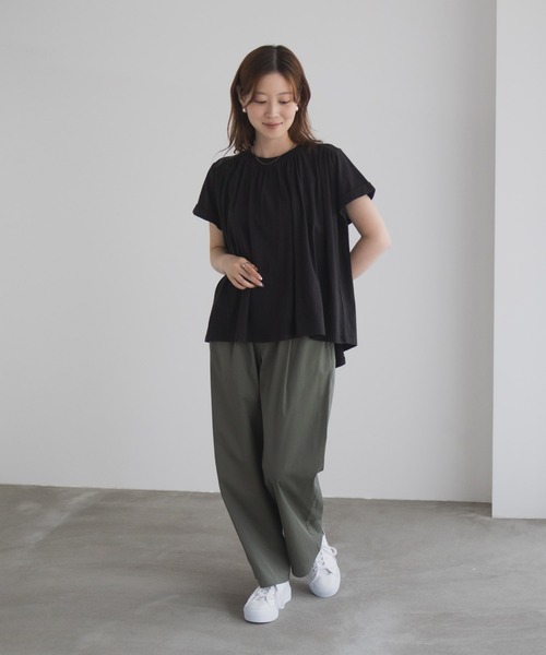 Howdy Marie（ハウディ―マリー）の「Howdy Marie ギャザーＴシャツ インド綿【接触冷感】（Tシャツ/カットソー・レディース・ブルー/ブラック/ホワイト・M/L）」の16枚目の写真