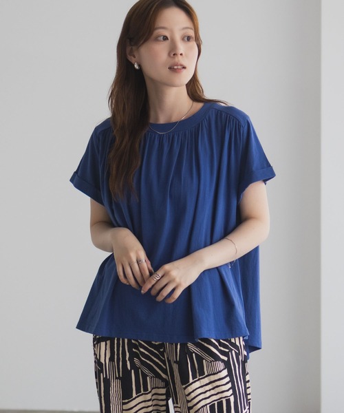 Howdy Marie（ハウディ―マリー）の「Howdy Marie ギャザーＴシャツ インド綿【接触冷感】（Tシャツ/カットソー・レディース・ブルー/ブラック/ホワイト・M/L）」の17枚目の写真