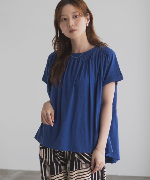 Howdy Marie（ハウディ―マリー）の「Howdy Marie ギャザーＴシャツ インド綿【接触冷感】（Tシャツ/カットソー・レディース・ブルー/ブラック/ホワイト・M/L）」の18枚目の写真