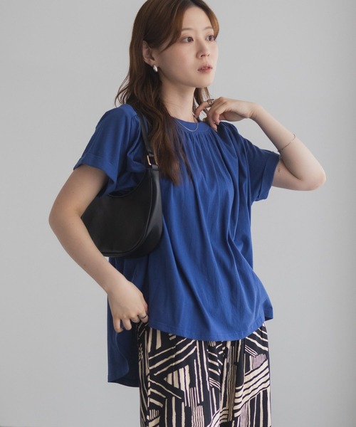 Howdy Marie（ハウディ―マリー）の「Howdy Marie ギャザーＴシャツ インド綿【接触冷感】（Tシャツ/カットソー・レディース・ブルー/ブラック/ホワイト・M/L）」の19枚目の写真