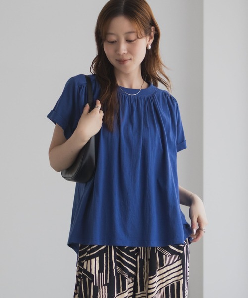 Howdy Marie（ハウディ―マリー）の「Howdy Marie ギャザーＴシャツ インド綿【接触冷感】（Tシャツ/カットソー・レディース・ブルー/ブラック/ホワイト・M/L）」の20枚目の写真