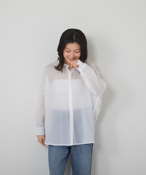 MASU シアーシャツ AZUL BY MOUSSY | ワイドスリーブ五分袖シアーシャツ (シャツ