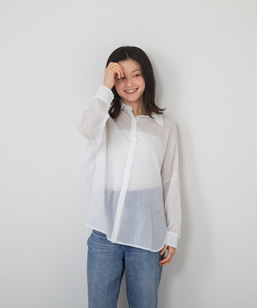ストライプオーバーシアーシャツ（シャツ/ブラウス）｜MINS MINIS