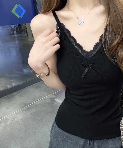 ReRe（リリ）の「レース&リボンキャミソール（キャミソール・レディース・ブラック/ホワイト/ベージュ・MEDIUM/LARGE/X-LARGE）」の10枚目の写真