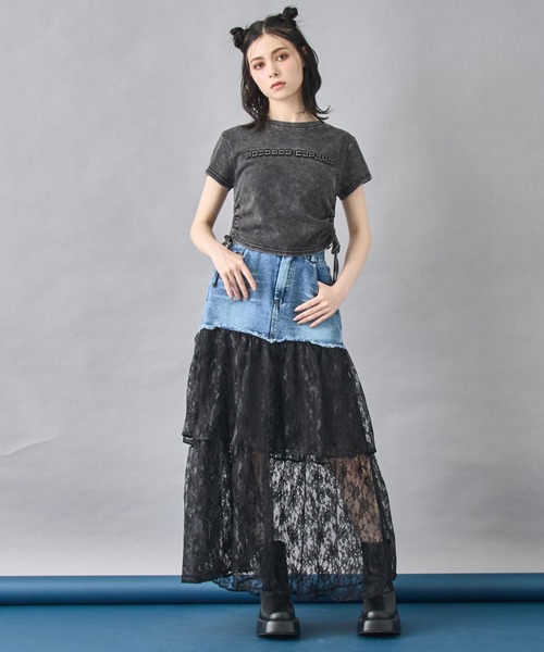 ANAP（アナップ）の「サイドギャザー ケミカルウォッシュ エンボス ロゴ Tシャツ（Tシャツ/カットソー・レディース・グレー/ブラック/ピンク/グレー系その他・FREE）」の7枚目の写真