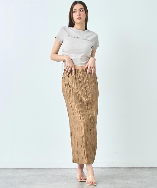 ANAP（アナップ）の「サイドギャザー ケミカルウォッシュ エンボス ロゴ Tシャツ（Tシャツ/カットソー・レディース・グレー/ブラック/ピンク/グレー系その他・FREE）」の15枚目の写真