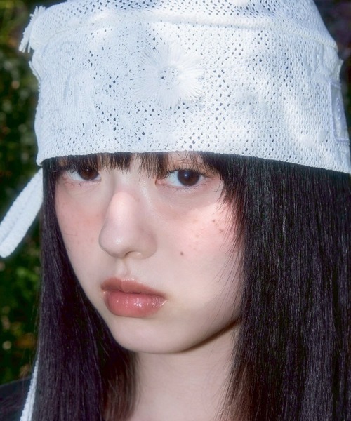 FANCY CLUB】Lace Ribbon Shirring Beanie（ニットキャップ