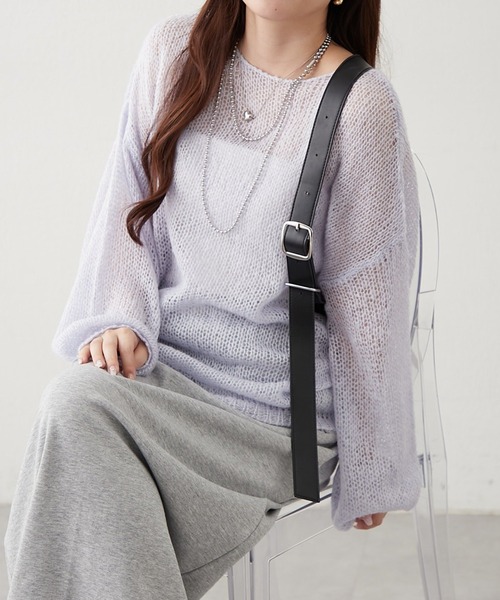 continuer de NICE CLAUP(コンティニューデナイスクラップ)の「【WEB先行予約】モヘアタッチシアーニット(ニット/セーター・レディース・アイボリー/ブラック/チャコールグレー/ピンク/レッド系その他/ブルー系その他・FREE)」の1枚目の写真
