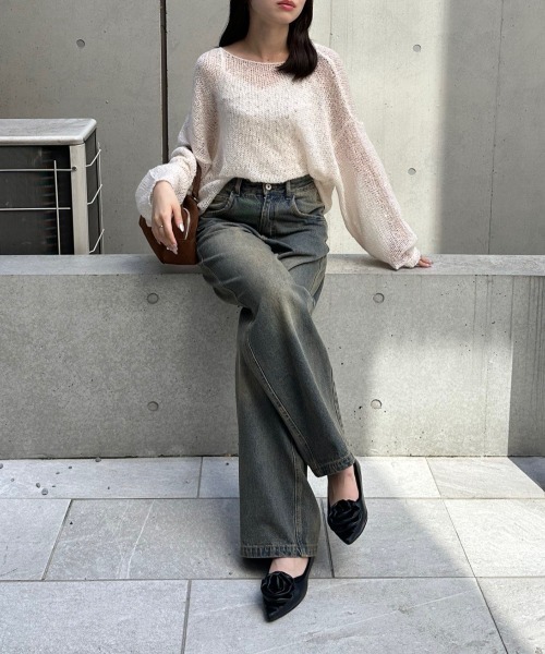 continuer de NICE CLAUP(コンティニューデナイスクラップ)の「【WEB先行予約】モヘアタッチシアーニット(ニット/セーター・レディース・アイボリー/ブラック/チャコールグレー/ピンク/レッド系その他/ブルー系その他・FREE)」の13枚目の写真