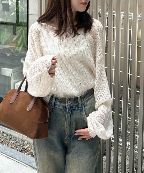 continuer de NICE CLAUP(コンティニューデナイスクラップ)の「【WEB先行予約】モヘアタッチシアーニット(ニット/セーター・レディース・アイボリー/ブラック/チャコールグレー/ピンク/レッド系その他/ブルー系その他・FREE)」の15枚目の写真