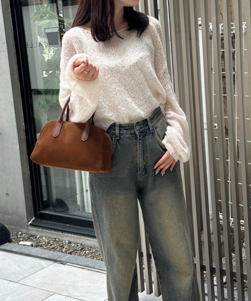 continuer de NICE CLAUP(コンティニューデナイスクラップ)の「【WEB先行予約】モヘアタッチシアーニット(ニット/セーター・レディース・アイボリー/ブラック/チャコールグレー/ピンク/レッド系その他/ブルー系その他・FREE)」の16枚目の写真