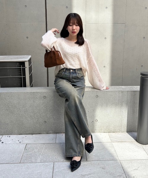 continuer de NICE CLAUP(コンティニューデナイスクラップ)の「【WEB先行予約】モヘアタッチシアーニット(ニット/セーター・レディース・アイボリー/ブラック/チャコールグレー/ピンク/レッド系その他/ブルー系その他・FREE)」の17枚目の写真