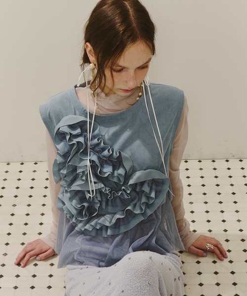 ボリュームBIGフラワーフリルTOPS（Tシャツ/カットソー）｜J1U