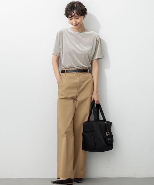 23区（ニジュウサンク）の「【洗える】シアーベロア リラックス Tシャツ（Tシャツ/カットソー・レディース・ライトグレー系/スカイブルー系/カーキ系・38）」の20枚目の写真