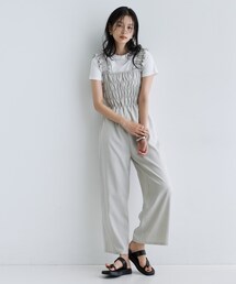 【一部店舗限定】ショルダーシャーリングサロペット