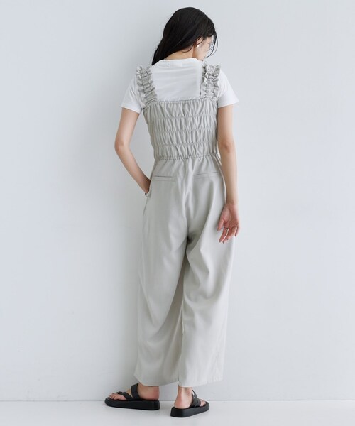 GALLEST（ギャレスト）の「【一部店舗限定】ショルダーシャーリングサロペット（サロペット/オーバーオール・レディース・ナチュラル/ブラウン系その他/ブラック・38）」の8枚目の写真