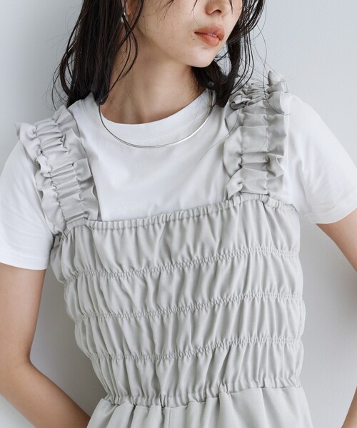 GALLEST（ギャレスト）の「【一部店舗限定】ショルダーシャーリングサロペット（サロペット/オーバーオール・レディース・ナチュラル/ブラウン系その他/ブラック・38）」の9枚目の写真