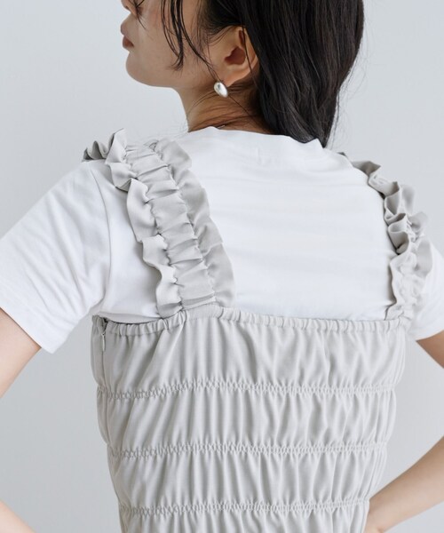 GALLEST（ギャレスト）の「【一部店舗限定】ショルダーシャーリングサロペット（サロペット/オーバーオール・レディース・ナチュラル/ブラウン系その他/ブラック・38）」の10枚目の写真