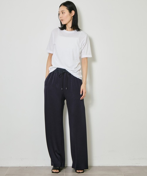 ATON(エイトン)の「【ATON/エイトン】FRESCA SINGLE JERSEY STANDARD T-SHIRT/クルーネックカットソー/コットンコンパクトTシャツ(Tシャツ/カットソー・レディース・グリーン/ホワイト/ブラック/ベージュ/ピンク/サックスブルー・1)」の11枚目の写真
