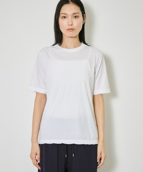 ATON(エイトン)の「【ATON/エイトン】FRESCA SINGLE JERSEY STANDARD T-SHIRT/クルーネックカットソー/コットンコンパクトTシャツ(Tシャツ/カットソー・レディース・グリーン/ホワイト/ブラック/ベージュ/ピンク/サックスブルー・1)」の14枚目の写真