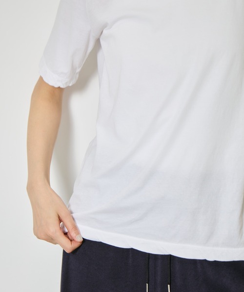ATON(エイトン)の「【ATON/エイトン】FRESCA SINGLE JERSEY STANDARD T-SHIRT/クルーネックカットソー/コットンコンパクトTシャツ(Tシャツ/カットソー・レディース・グリーン/ホワイト/ブラック/ベージュ/ピンク/サックスブルー・1)」の19枚目の写真