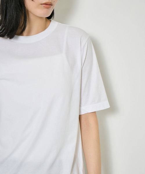 ATON(エイトン)の「【ATON/エイトン】FRESCA SINGLE JERSEY STANDARD T-SHIRT/クルーネックカットソー/コットンコンパクトTシャツ(Tシャツ/カットソー・レディース・グリーン/ホワイト/ブラック/ベージュ/ピンク/サックスブルー・1)」の20枚目の写真