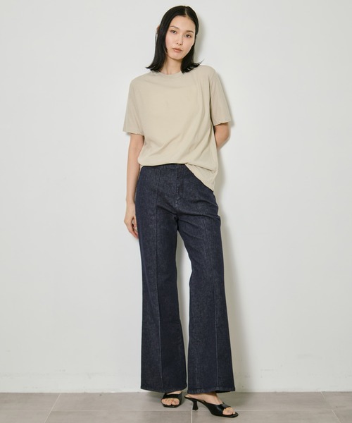 ATON(エイトン)の「【ATON/エイトン】FRESCA SINGLE JERSEY STANDARD T-SHIRT/クルーネックカットソー/コットンコンパクトTシャツ(Tシャツ/カットソー・レディース・グリーン/ホワイト/ブラック/ベージュ/ピンク/サックスブルー・1)」の22枚目の写真