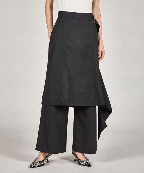 PRANK PROJECT（プランクプロジェクト）の「ドロップヘムレイヤードスカートパンツ / Drop Hem Layered Skirt Pants（その他パンツ・レディース・モカ/チャコールグレー/ブラック・36/38）」の2枚目の写真