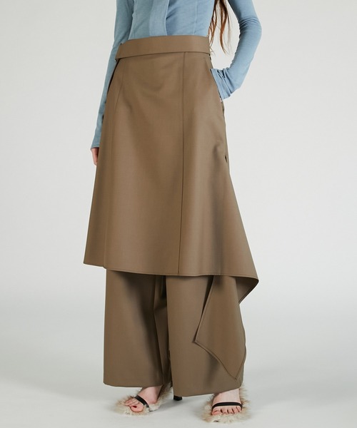PRANK PROJECT（プランクプロジェクト）の「ドロップヘムレイヤードスカートパンツ / Drop Hem Layered Skirt Pants（その他パンツ・レディース・モカ/チャコールグレー/ブラック・36/38）」の3枚目の写真