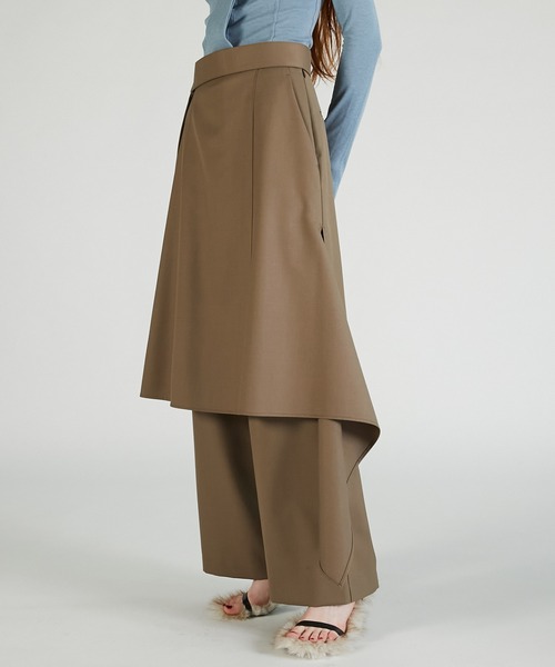 PRANK PROJECT（プランクプロジェクト）の「ドロップヘムレイヤードスカートパンツ / Drop Hem Layered Skirt Pants（その他パンツ・レディース・モカ/チャコールグレー/ブラック・36/38）」の21枚目の写真