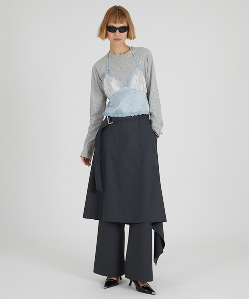 PRANK PROJECT（プランクプロジェクト）の「ドロップヘムレイヤードスカートパンツ / Drop Hem Layered Skirt Pants（その他パンツ・レディース・モカ/チャコールグレー/ブラック・36/38）」の10枚目の写真