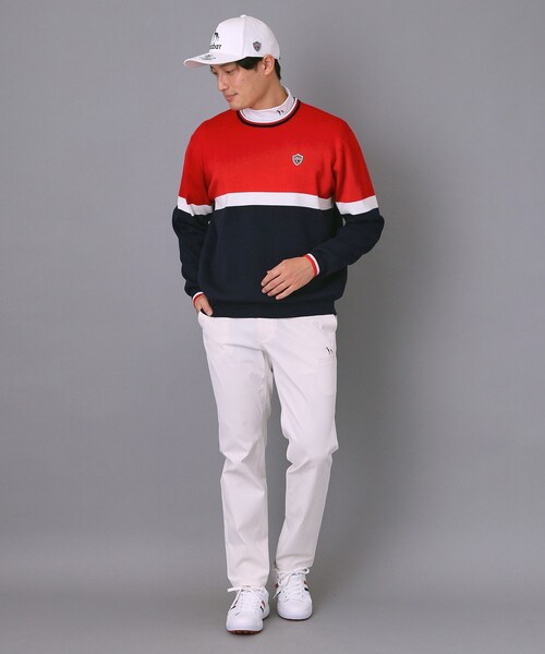 adabat（アダバット）の「【新レーベル ADABAT NAVY】トリコロールクルーニット（ニット/セーター・メンズ・グリーン/レッド系1・50/48/46）」の14枚目の写真