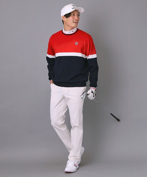 adabat（アダバット）の「【新レーベル ADABAT NAVY】トリコロールクルーニット（ニット/セーター・メンズ・グリーン/レッド系1・50/48/46）」の15枚目の写真