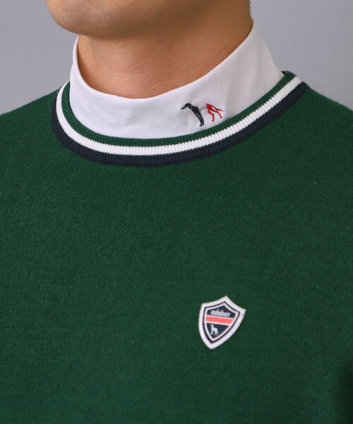 adabat（アダバット）の「【新レーベル ADABAT NAVY】トリコロールクルーニット（ニット/セーター・メンズ・グリーン/レッド系1・50/48/46）」の20枚目の写真