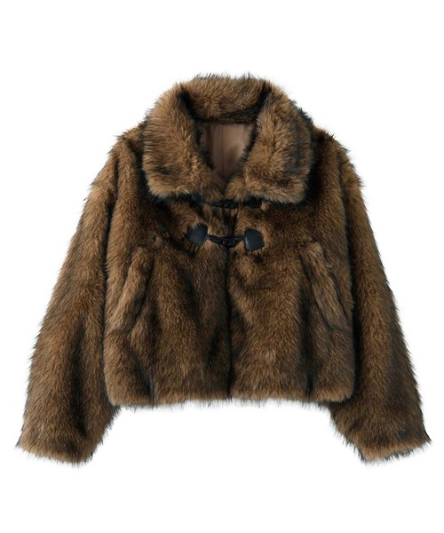 GeeRA（ジーラ）の「MIXカラーフェイクファーショートブルゾン（ブルゾン・レディース・ライトブラウン・MEDIUM/LARGE）」の2枚目の写真