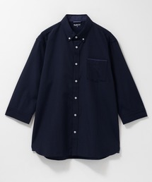 NAVY オックスフォード ボタンダウン７分袖シャツ
