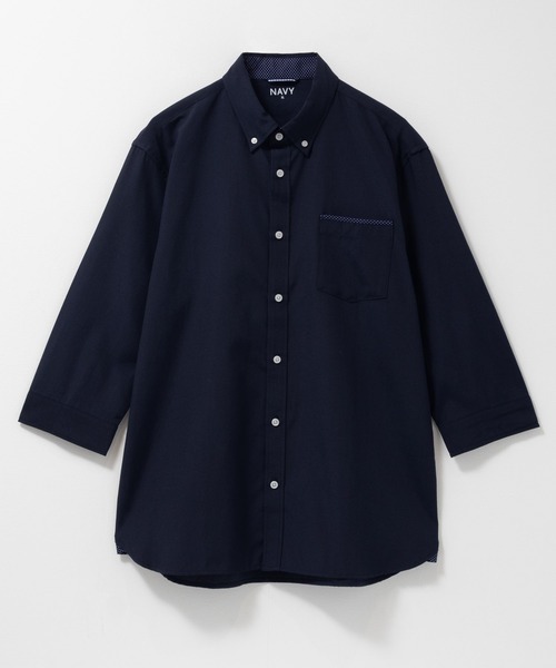 NAVY オックスフォード ボタンダウン7分袖シャツ（シャツ/ブラウス