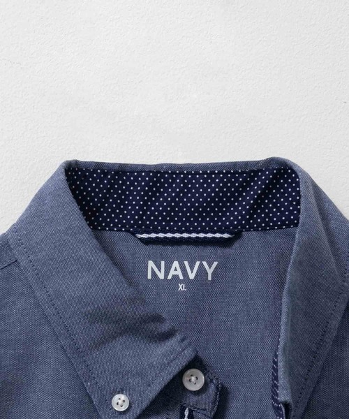 NAVY（ネイビー）の「NAVY オックスフォード ボタンダウン７分袖シャツ（シャツ/ブラウス・メンズ・オフホワイト/ブルー/ネイビー/ブルー系1・M/L/XL）」の9枚目の写真
