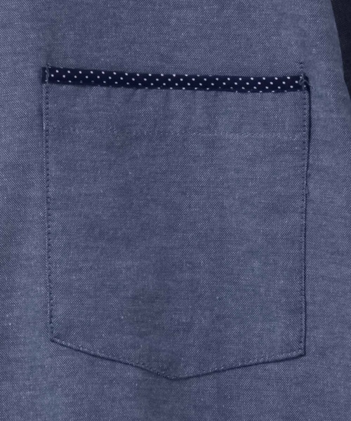 NAVY（ネイビー）の「NAVY オックスフォード ボタンダウン７分袖シャツ（シャツ/ブラウス・メンズ・オフホワイト/ブルー/ネイビー/ブルー系1・M/L/XL）」の10枚目の写真