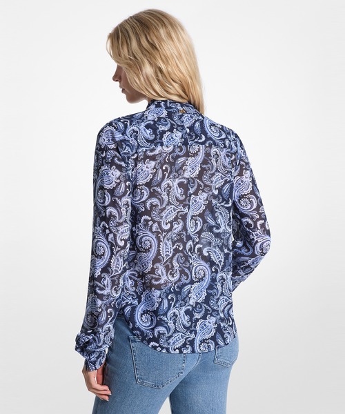MICHAEL KORS(マイケルコース)の「ペイズリープリント ジョーゼット タイ ブラウス(シャツ/ブラウス・レディース・ブルー系・S/XS/XXS)」の2枚目の写真