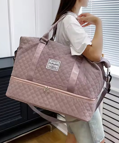 TONE SELECT GOODS(トーンセレクトグッズ)の「LESRIRE/キルティングトラベルバッグ L9215(スーツケース/キャリーバッグ・レディース・ホワイト/ブラック/ピンク/グリーン/ピンクベージュ・FREE)」の5枚目の写真